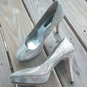 White House Black Market Snakeskin Heels
